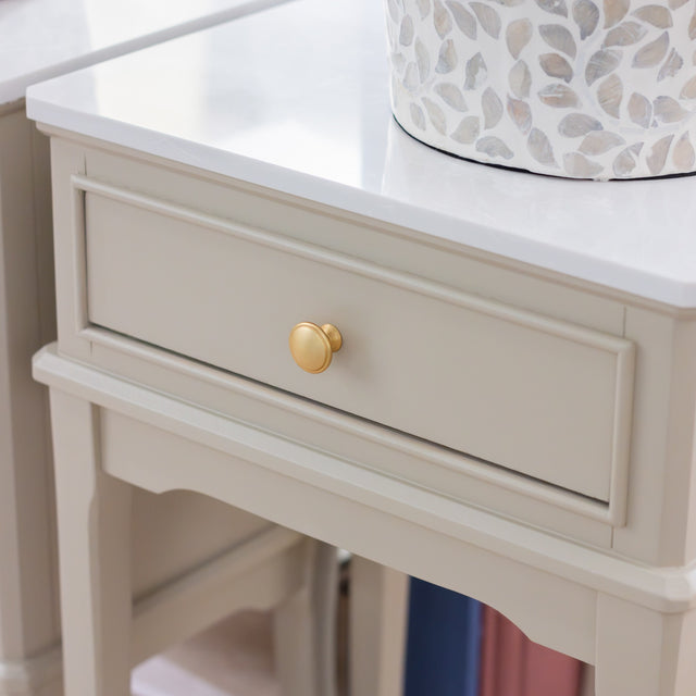 Monroe 1 Drawer Accent Table in Stone – Modern Side & Lamp Table
