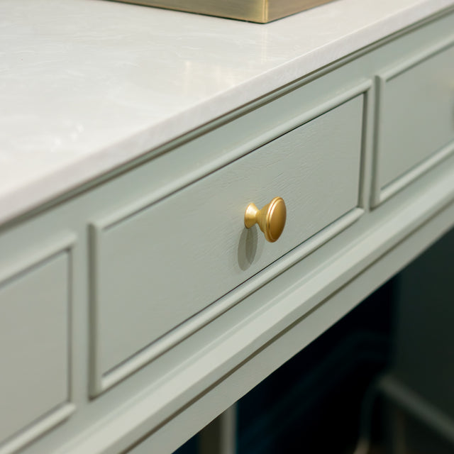 Monroe Sage Wooden Console Table with Marble Top & 3 Drawers