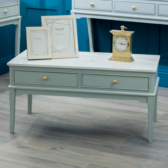 Monroe Coffee Table With Marble Top Sage life style picture
