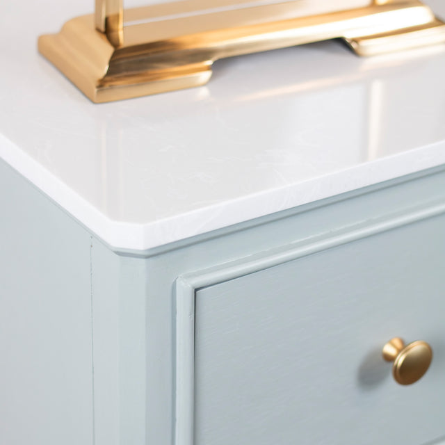 Monroe Large 3 Drawer Locker With Marble Top Sage