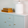 Monroe Slim Sideboard With Marble Top Sage close view life style picture