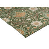 Morris & Co Montreal Floral Rug Forest flatweave pile green rug with ivory and taupe flowers