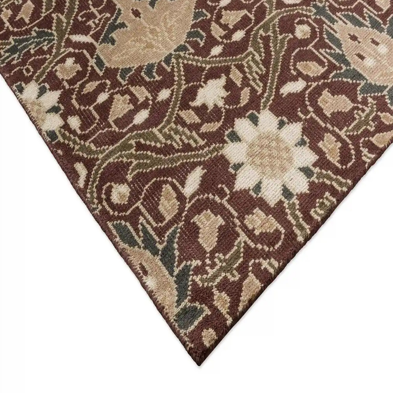 Morris & Co Montreal Russet Handknotted Floral Wool Rug