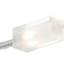 Morgan 3 Light Semi-Flush Satin Chrome close view picture of the frosted iner glass shade
