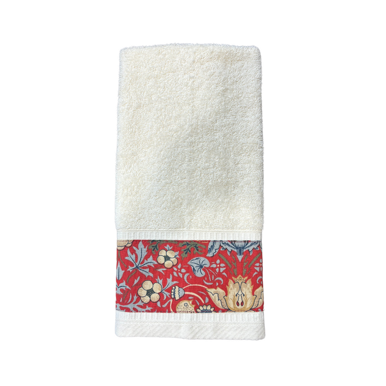 Morris & Co Strawberry Thief Guest Towel - Crimson
