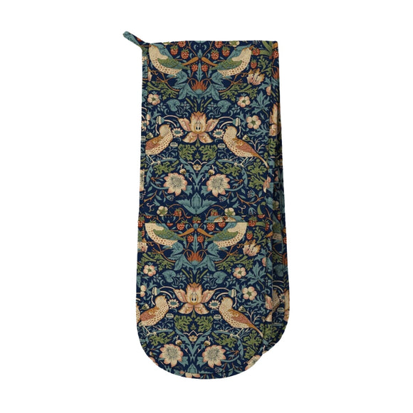 Elegant Morris & Co Strawberry Thief Double Oven Glove in Indigo