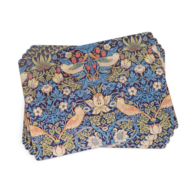 Morris & Co Strawberry Thief Set of 6 Placemats - Indigo