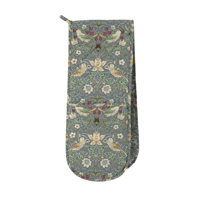 William Morris Strawberry Thief Double Oven Glove - Blue