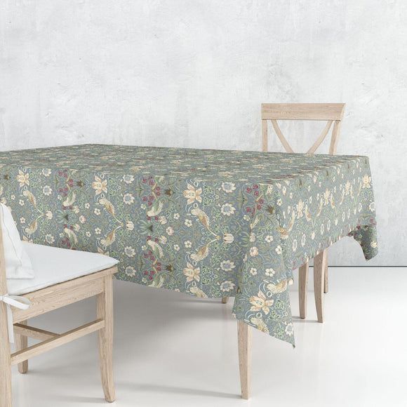 William Morris Strawberry Thief blue tablecloth