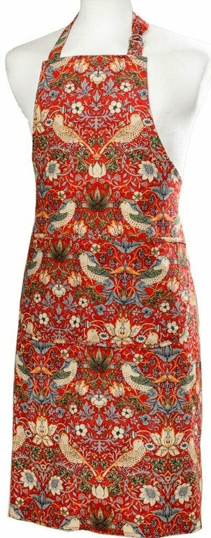 Morris & Co Strawberry Thief Apron- Crimson