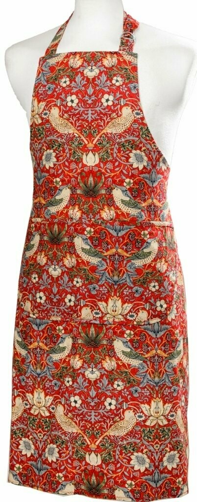 Morris & Co Strawberry Thief Apron- Crimson