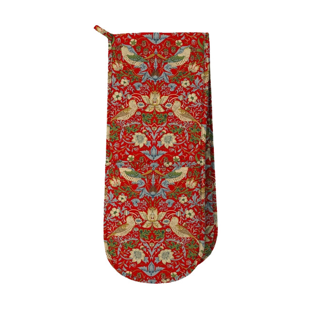 Morris & Co Strawberry Thief Double Oven Glove - Crimson