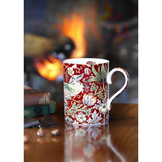 Morris & Co Strawberry Thief Mug - Crimson