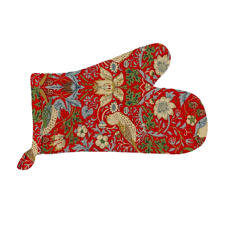 Morris & Co Strawberry Thief Oven Mitt - Crimson