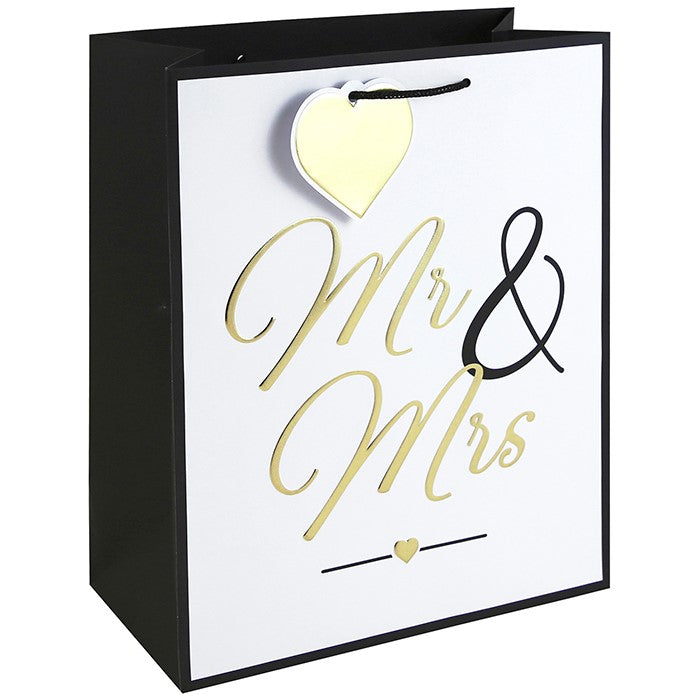 Mr & Mrs Gift Bag Large - White & Black Giftware Collection
