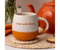 Stoneware Rise And Shine Mug with debossed slogan