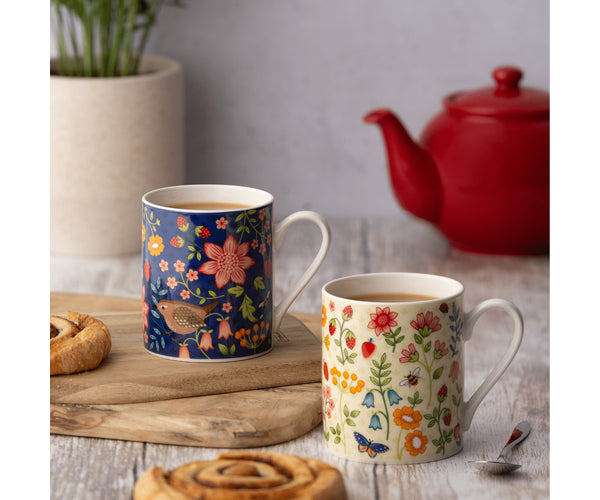 Wild Flower Fine China Assorted Mugs