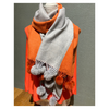 "Super Soft Scarf in Orange and Grey Multi Color Pom Design"
