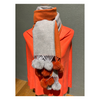"Versatile Headscarf Featuring Orange and Grey Multi Color Pom"
