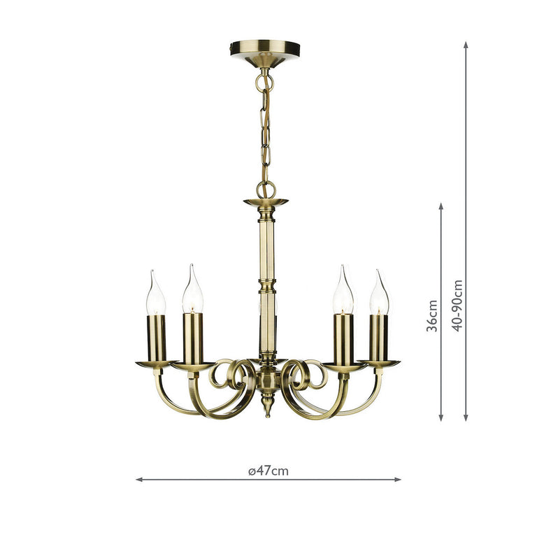 Murray 5 Light Armed Pendant Antique Brass Ceiling Light – Metal Pendant Lighting Collection Hanging Light