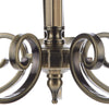 Murray 5 Light Armed Pendant Antique Brass  close view picture of the frame scroled desgn