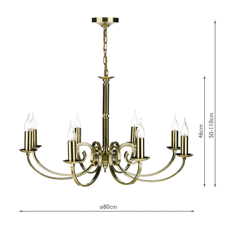 Murray 8 Light Armed Pendant Antique Brass Hanging Ceiling Light | Metal Pendant Ceiling Light for Home Decor