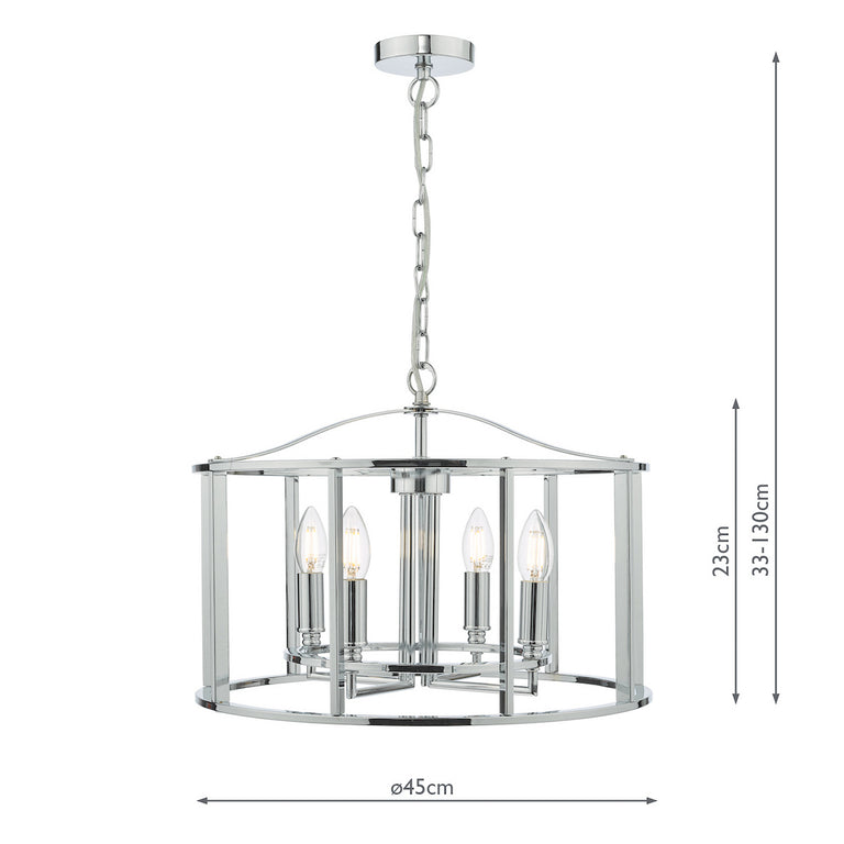 Myka 4 Light Pendant Polished Chrome Hanging Ceiling Light Metal Pendant Ceiling Light for Home Decor