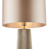 Myla Ceramic Table Lamp Bronze close view picture of the taupe linen shade