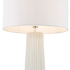 Myla Ceramic Table Lamp White  close view picture of the linen drum shade