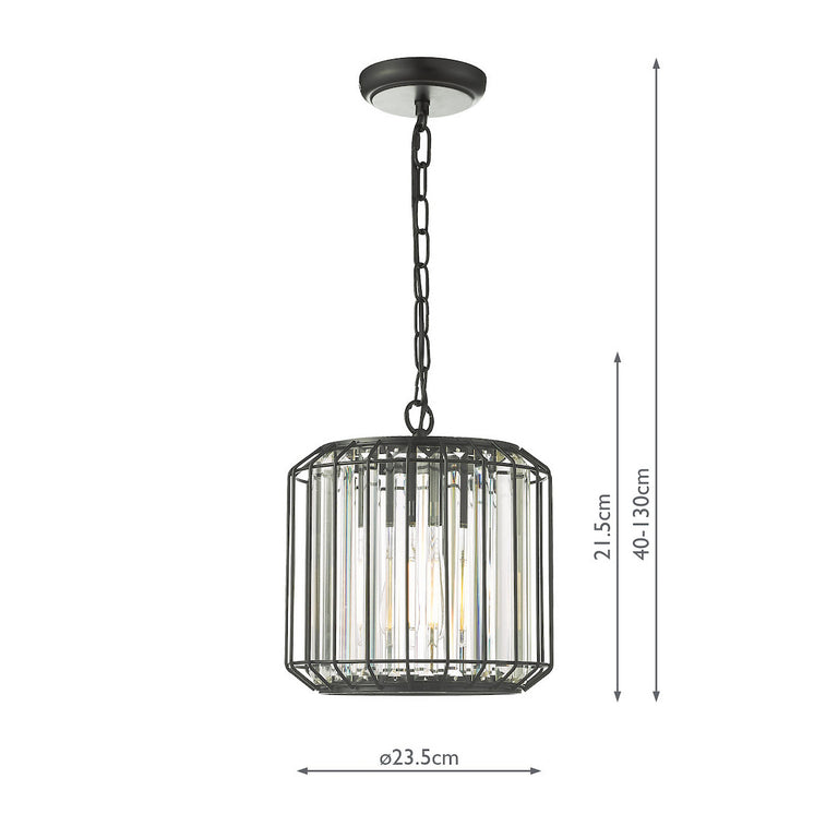 Naeva Pendant Matt Black and Crystal Ceiling Light Adjustable Hanging Ceiling Light for Modern Home Decor