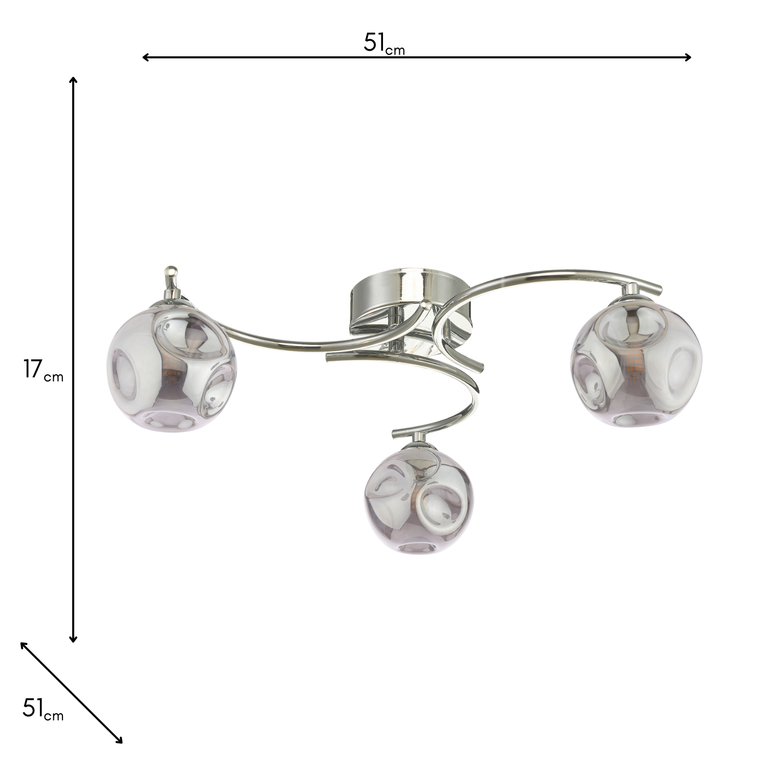 Nakita 3 Light Semi Flush Polished Chrome - Lighting Collection