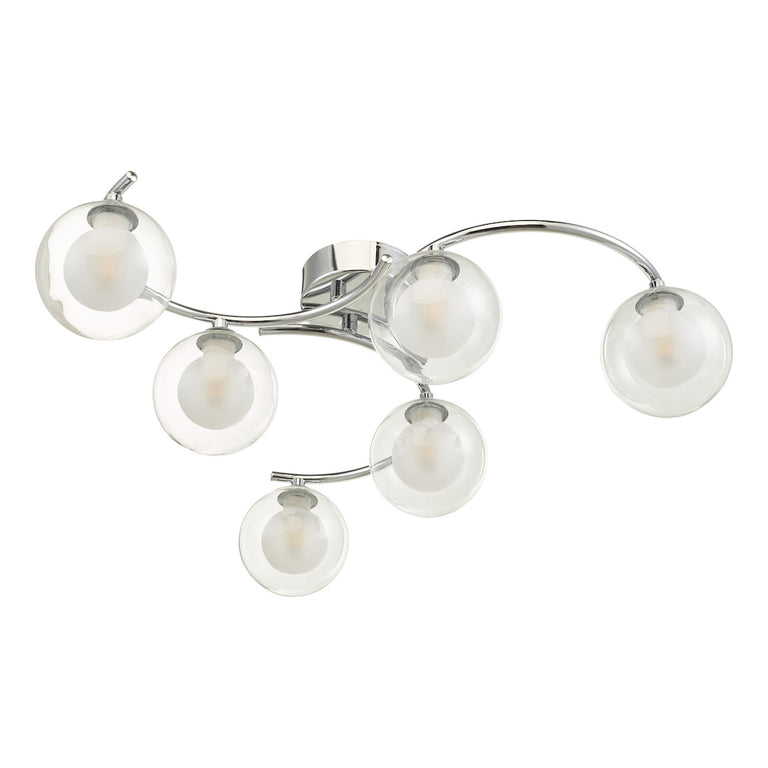 Nakita 6 Light Semi Flush Polished Chrome Clear/Opal glass