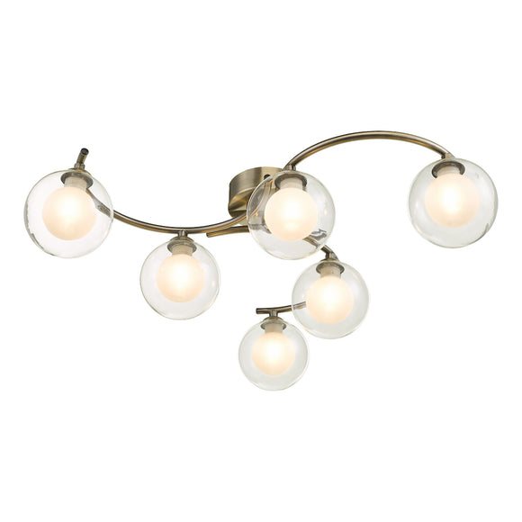 Elegant lighting Nakita 6 Light Semi Flush Antique Brass

