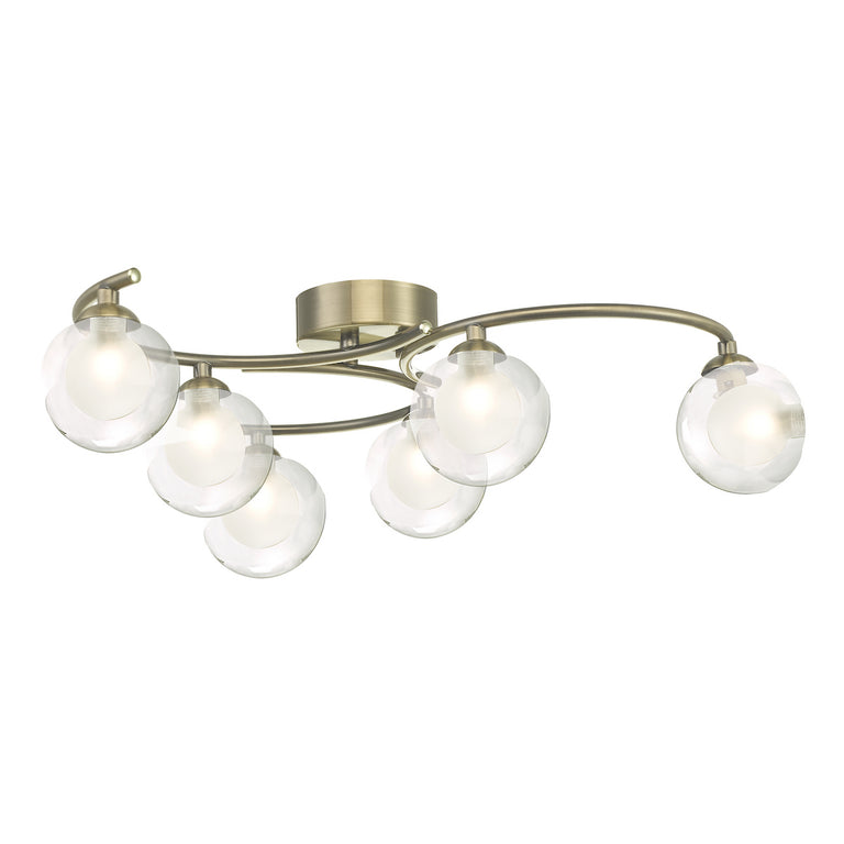 Nakita 6 Light Semi Flush Antique Brass