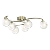 Semi flush ceiling lights Nakita with opal and clear glass

