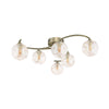 Nakita 6 Light Semi Flush Antique Brass With Closed Organic Amber Glass made in contemporary design
