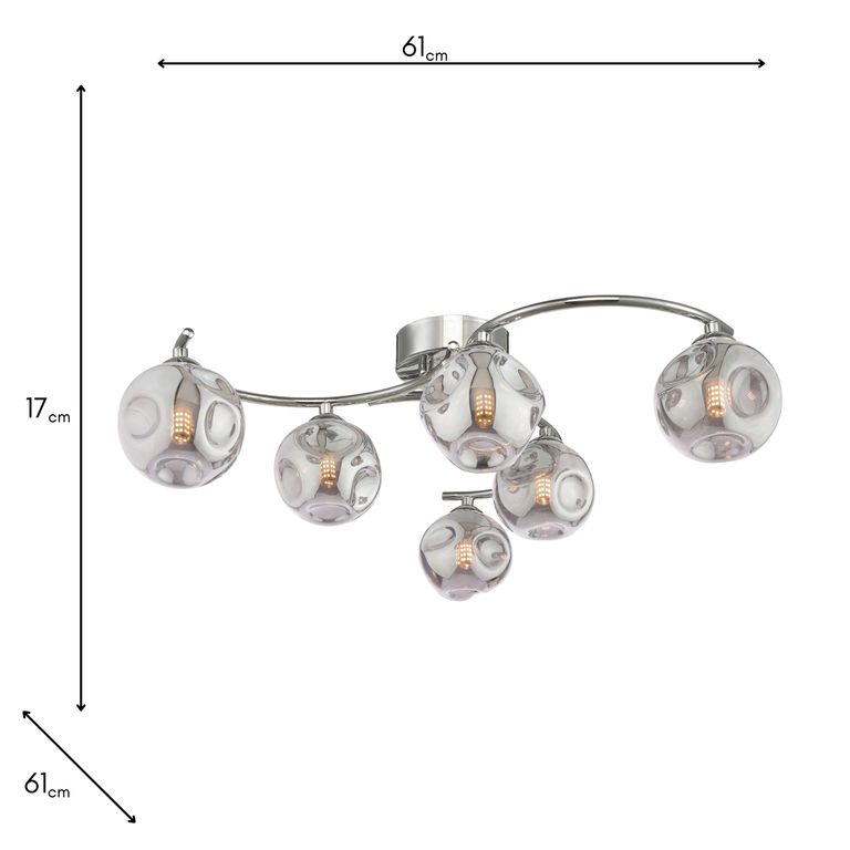 Nakita 6 Light Semi Flush Light  Polished Chrome - Lighting Home Decor