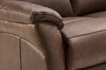 Nardo 2 Seater Sofa Brown close view picture of the cushioned seating and armrests