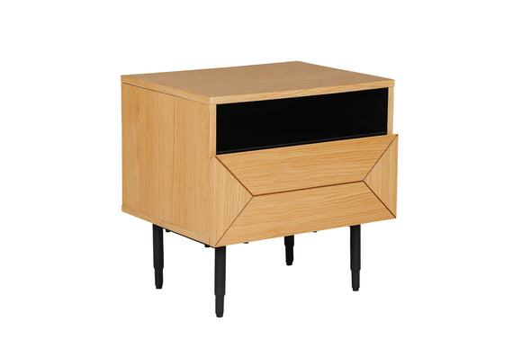 Elegant bedside lockers featuring natural oak design
