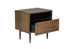 Sleek nightstand Nate Bedside Table in smoked oak finish
