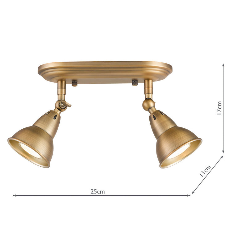 Nathaniel 2 Light Semi-Flush Spotlight Aged Brass Ceiling Spotlight Fixture – Semi Flush Lighting Collection
