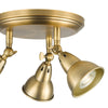 Nathaniel 3 Light Semi-Flush Spotlight Aged Brass close view picture of the fitting plate