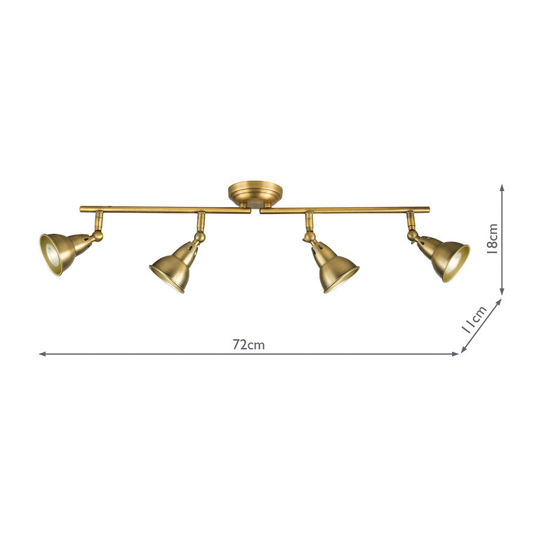 Nathaniel 4 Light Semi-Flush Bar Spotlight Aged Brass – Adjustable Ceiling Semi-Flush Light Fitting