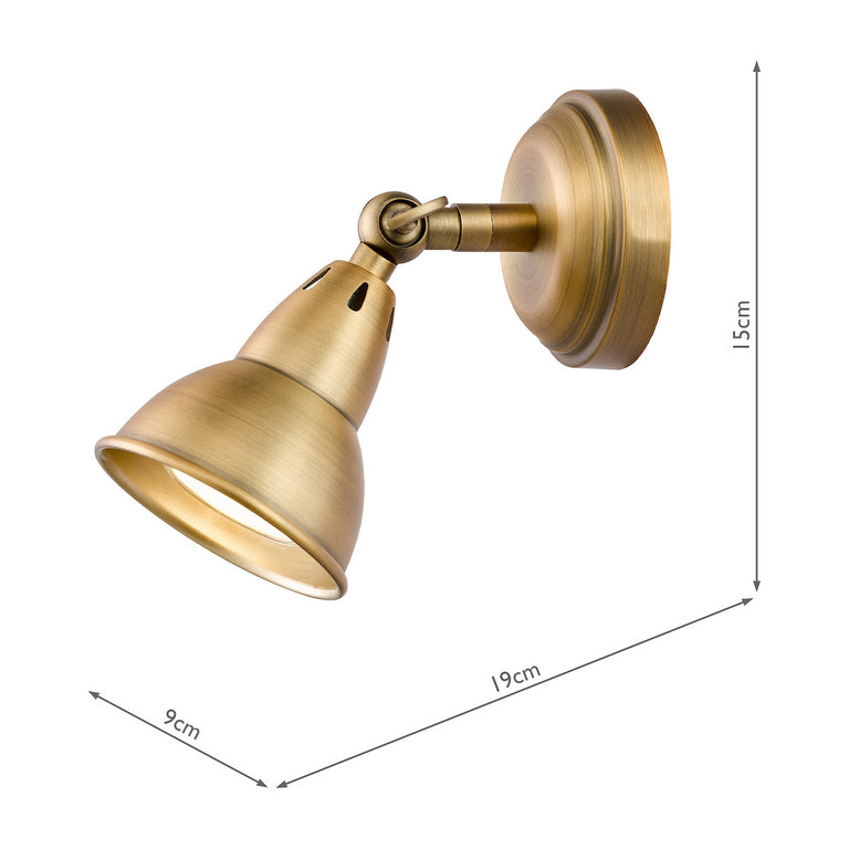 Nathaniel Wall Light Spotlight Aged Brass Adjustable Vintage Wall Lamp for Lighting Collection & Home Decor