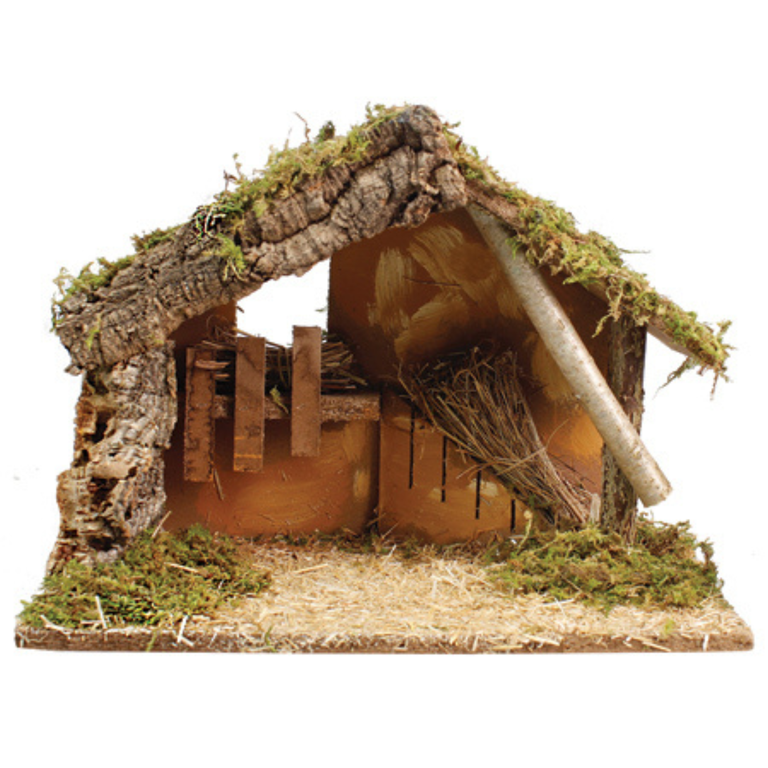 Lighted Wooden Nativity Shed – Christmas Decoration Figurine