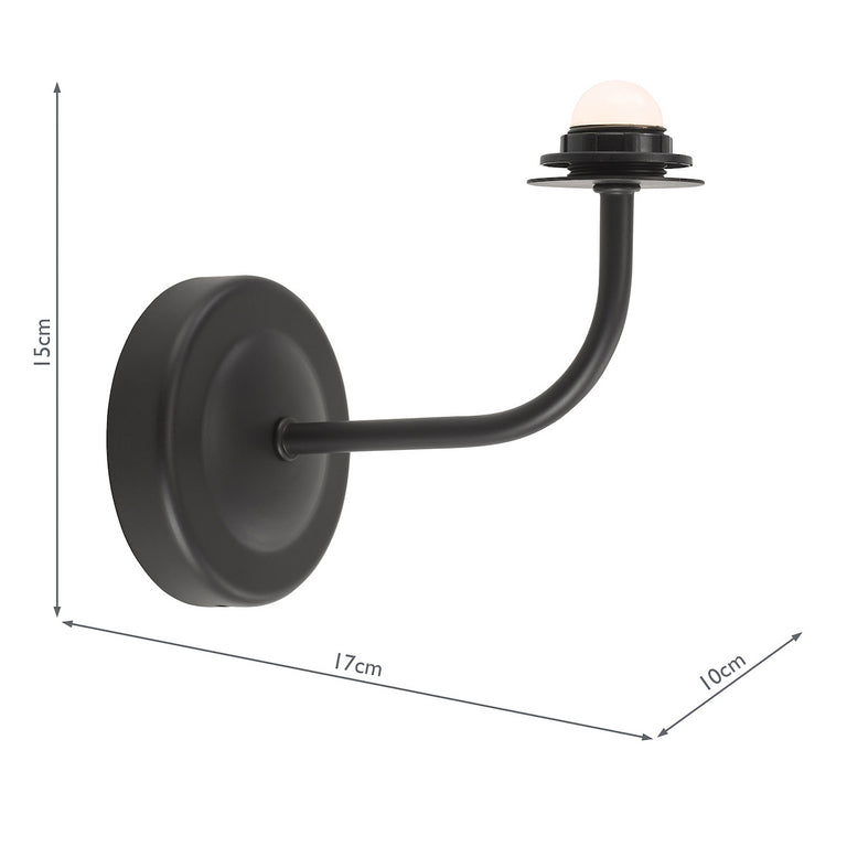 Navarro Rechargeable Wall Light Matt Black with Ivory Linen Tapered Shade & Touch Dimmer