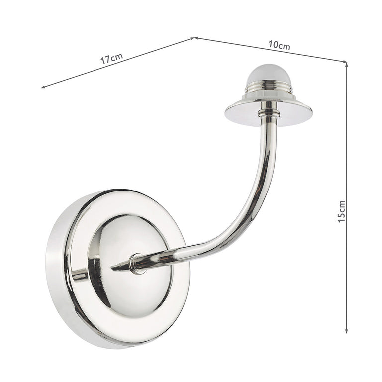 Navarro Rechargeable Wall Light Polished Nickel with Blue Cotton Mix Tapered Shade in Polished Nickel Finish