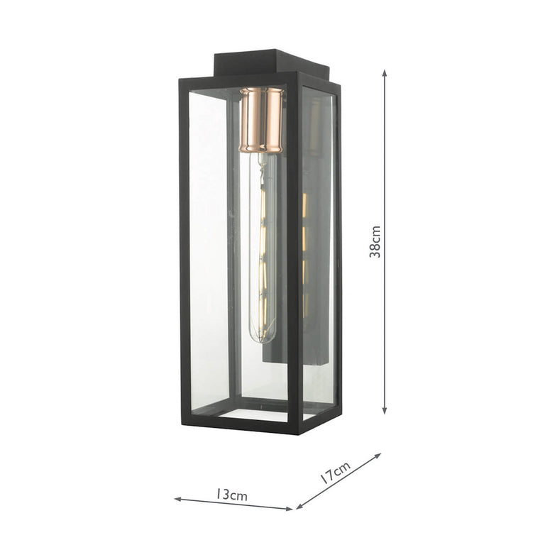 Naxos Outdoor Wall Light Matt Black with Clear Glass Shade IP43 Outdoor Wall Lamp for Home Decor