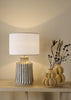 Nedra Ceramic Table Lamp Natural with White Linen Drum Shade life style picture