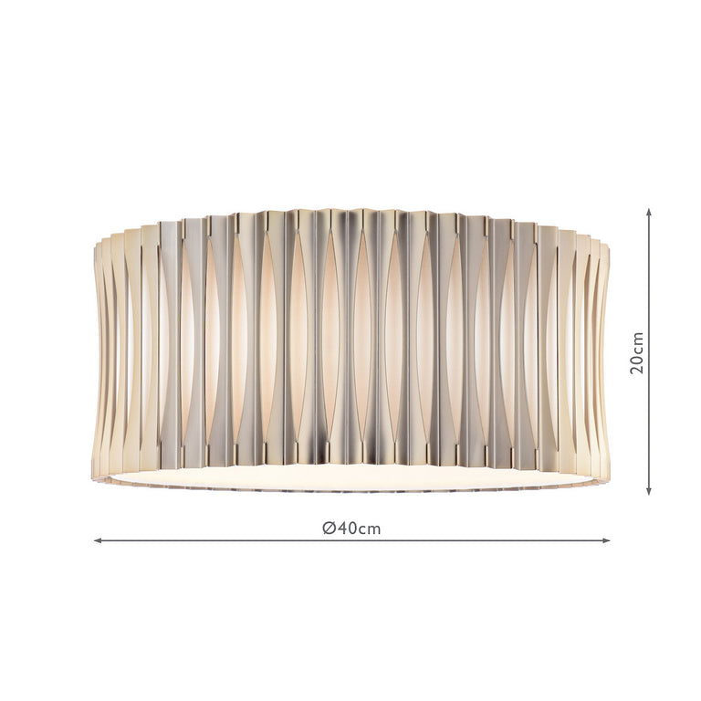 Netra 3 Light Flush Satin Bronze Ceiling Light with Ivory Inner Shade for Home Decor Lighting